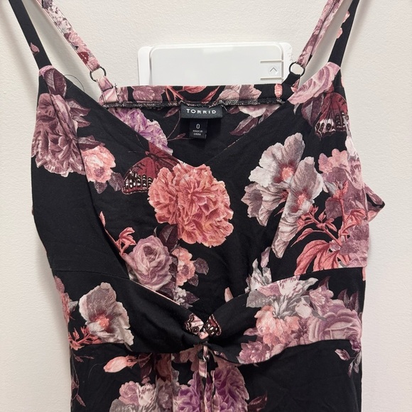 Torrid Black Floral Challis Corset Cami Size 0 Large - Picture 5 of 9